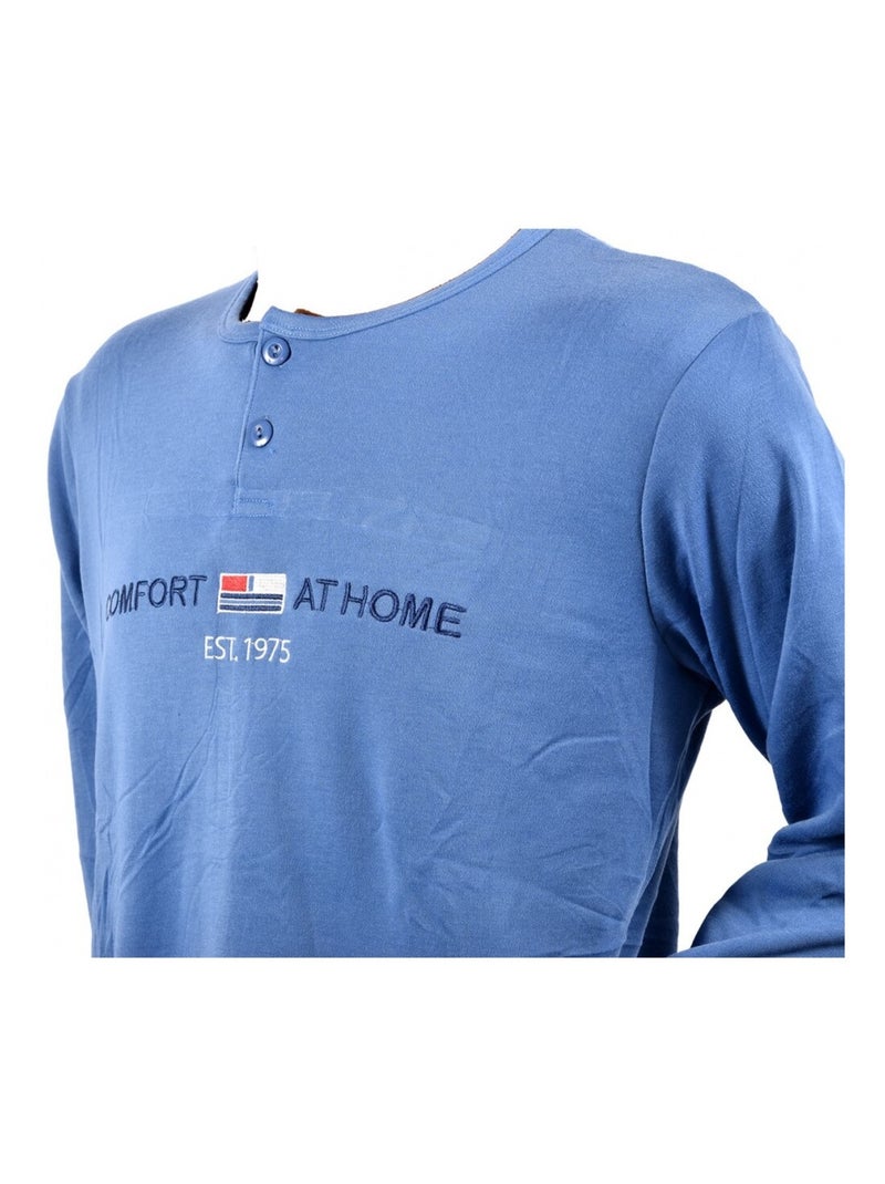 Pijama Hombre Largo SWEET SECRET Azul - Kiabi