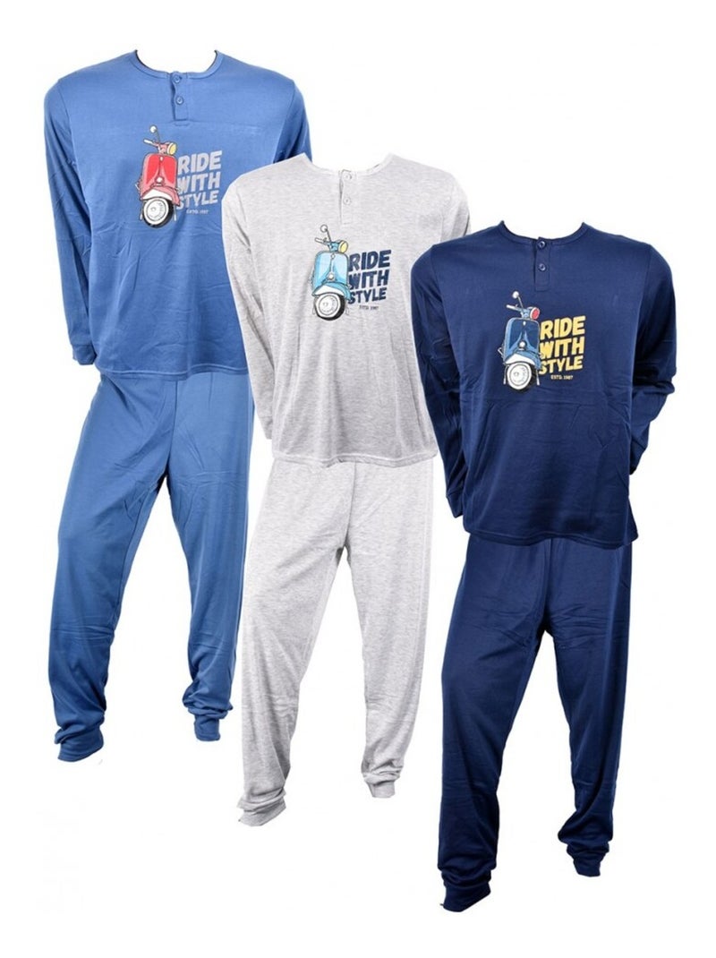 Pijama Hombre Largo SWEET SECRET Azul - Kiabi