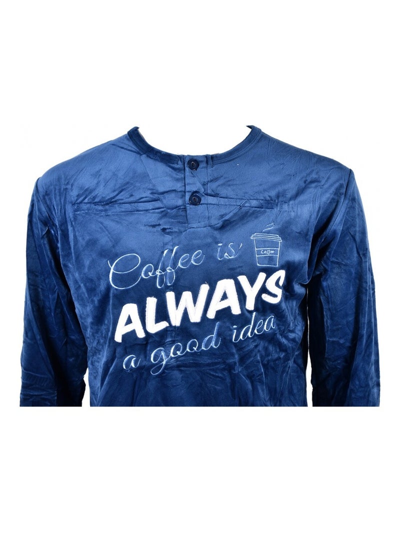 Pijama Hombre Largo SWEET SECRET Azul marino - Kiabi