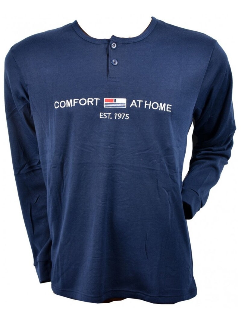 Pijama Hombre Largo SWEET SECRET Azul marino - Kiabi