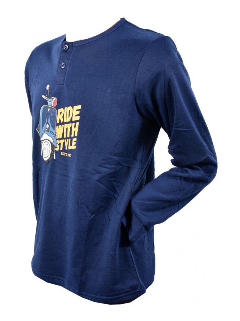 Pijama Hombre Largo SWEET SECRET Azul marino - Kiabi