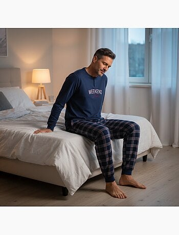 Pijama hombre ozabi polar bordado weekend vibes