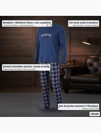 Pijama hombre ozabi polar bordado weekend vibes