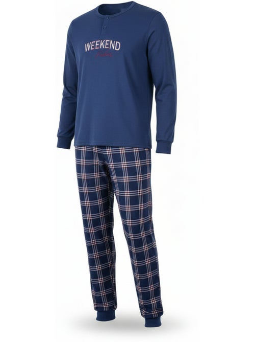 Pijama hombre ozabi polar bordado weekend vibes - Kiabi