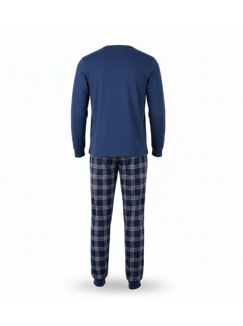 Pijama hombre ozabi polar bordado weekend vibes Azul marino - Kiabi
