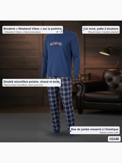 Pijama hombre ozabi polar bordado weekend vibes - Kiabi