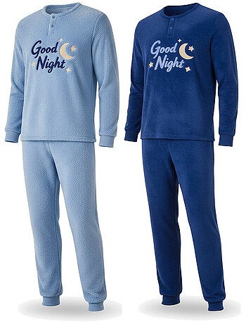 Pijama hombre pack de 2 ozabi, polar suave y esponjoso, bordado