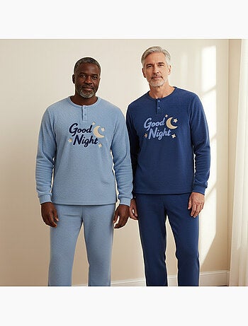 Pijama hombre pack de 2 ozabi, polar suave y esponjoso, bordado