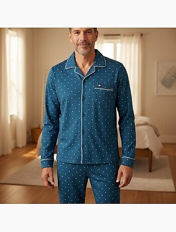 Pijama hombre polar abotonado lunares ozabi