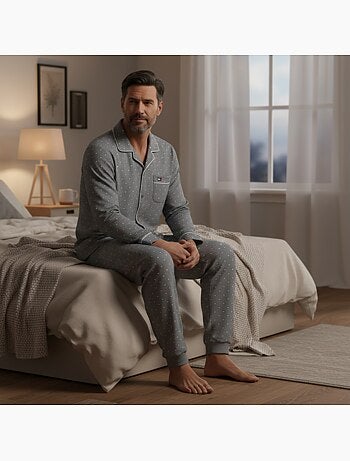 Pijama hombre polar abotonado lunares ozabi