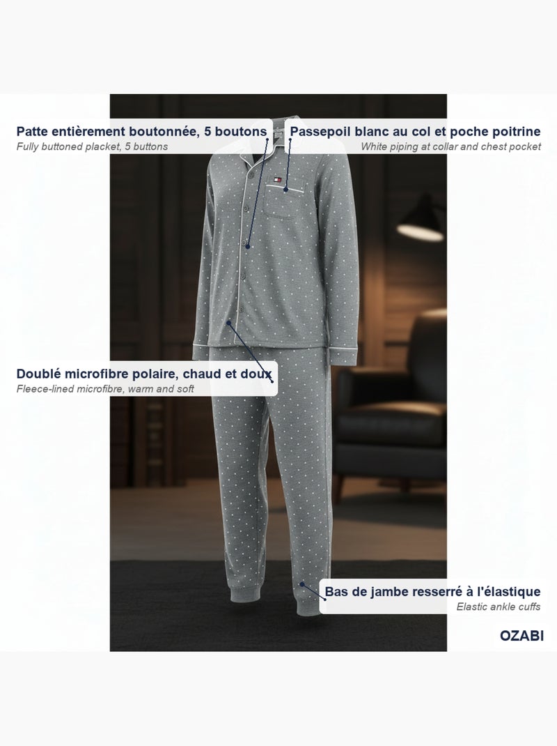 Pijama hombre polar abotonado lunares ozabi Gris - Kiabi