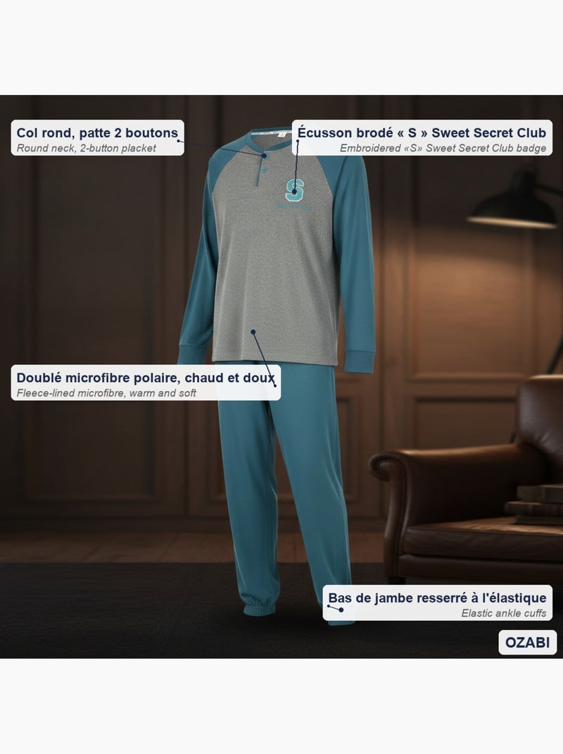 Pijama hombre polar bicolor ozabi sweet secret club Azul - Kiabi