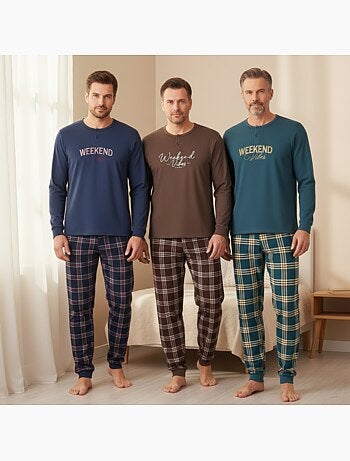 Pijama hombre polar forrado ozabi pack 3 colores surtidos