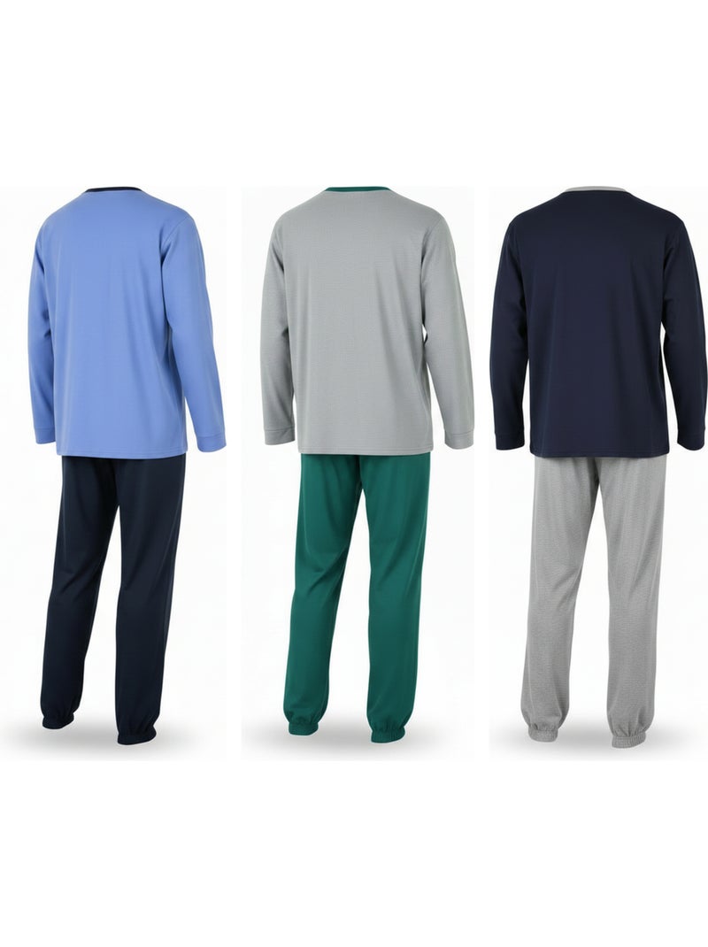 Pijama hombre polar forrado ozabi pack 3 colores surtidos Azul Verde - Kiabi