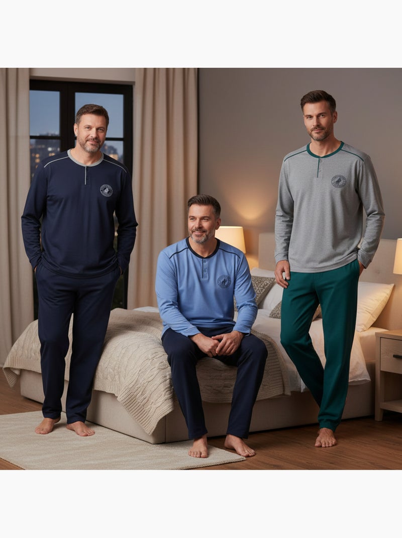 Pijama hombre polar forrado ozabi pack 3 colores surtidos Azul Verde - Kiabi
