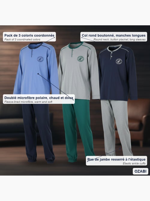Pijama hombre polar forrado ozabi pack 3 colores surtidos - Kiabi Pijama hombre polar forrado ozabi pack 3 colores surtidos - Kiabi