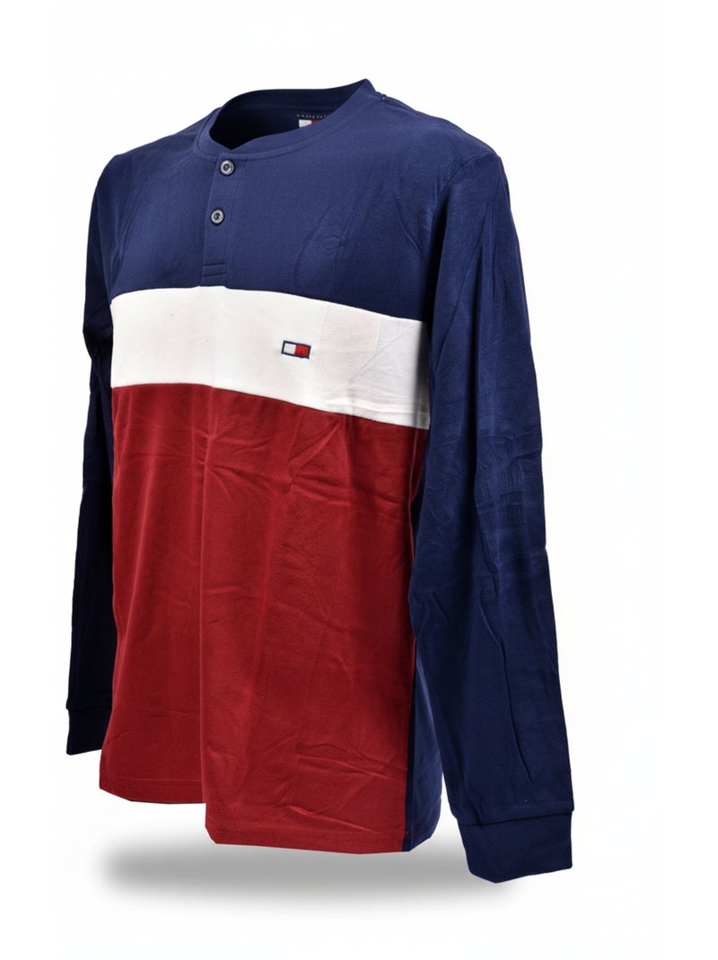 Pijama Hombre Tricolor Microfibra Stretch C2520 Burdeos - Kiabi