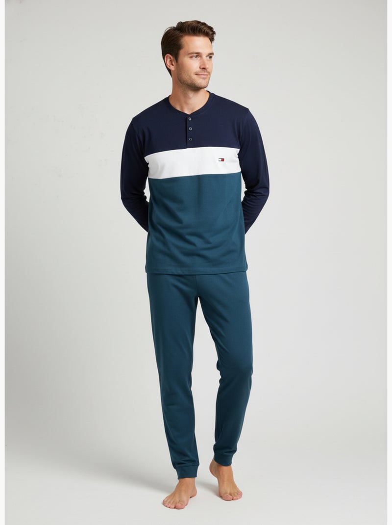 Pijama Hombre Tricolor Microfibra Stretch C2520 Verde - Kiabi