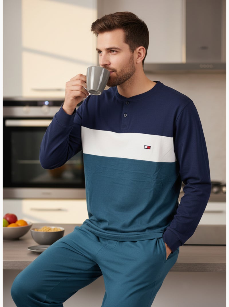 Pijama Hombre Tricolor Microfibra Stretch C2520 Verde - Kiabi