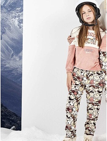 Pijama infantil niña snoopy en tejido polar elástico