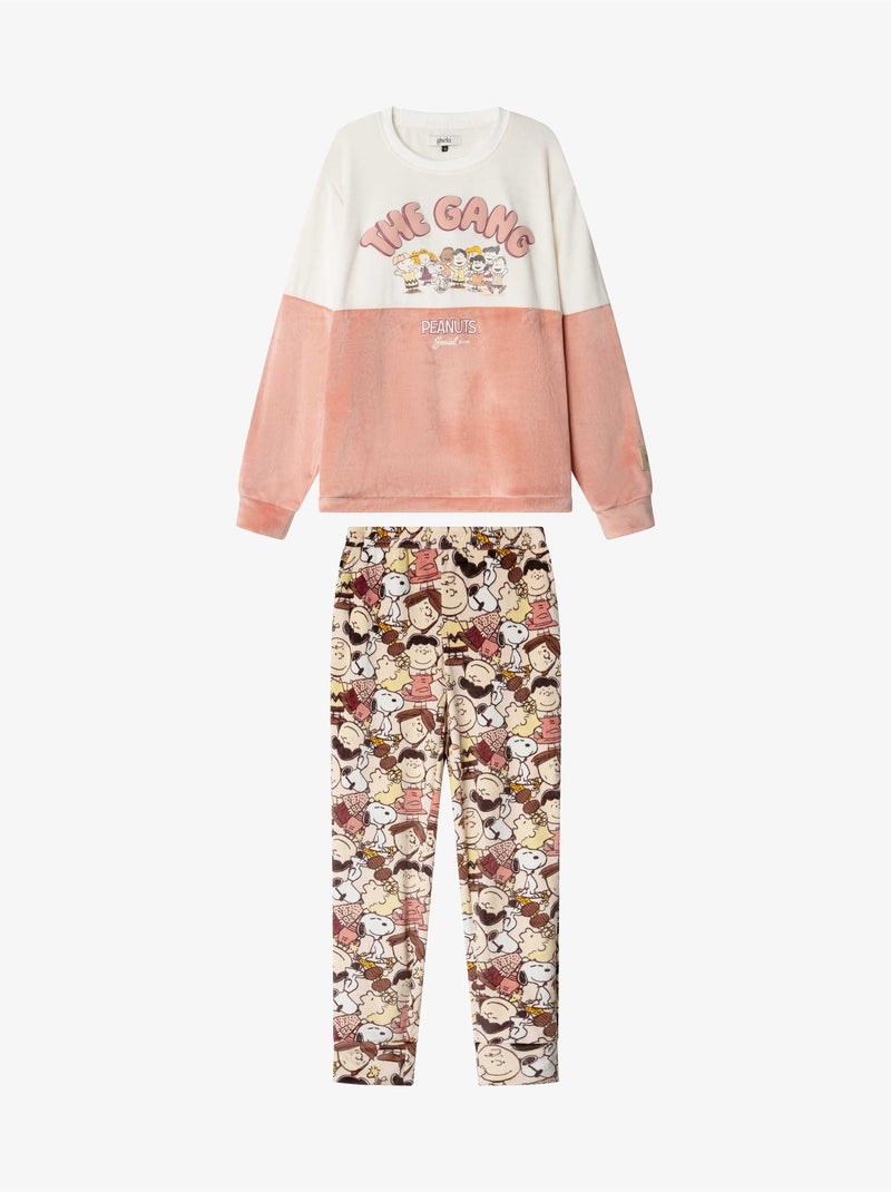 Pijama infantil niña snoopy en tejido polar elástico Crudo - Kiabi