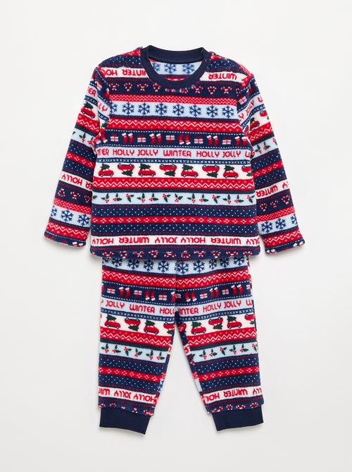 Pijama jacquard de forro polar de 2 piezas - Sudadera + pantalón - Kiabi