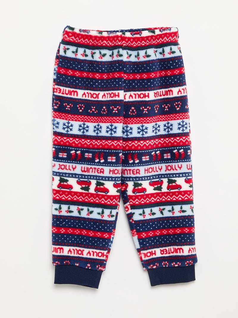 Pijama jacquard de forro polar de 2 piezas - Sudadera + pantalón Azul - Kiabi