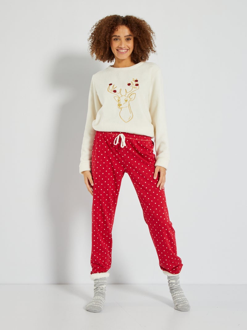 Pijama largo - estampado de ciervo - 2 piezas BEIGE - Kiabi