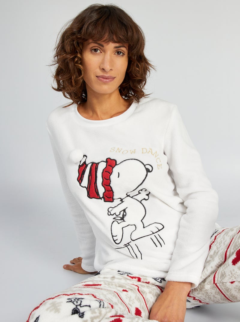 Pijama largo - estampado de 'Snoopy'  - 2 piezas BLANCO - Kiabi