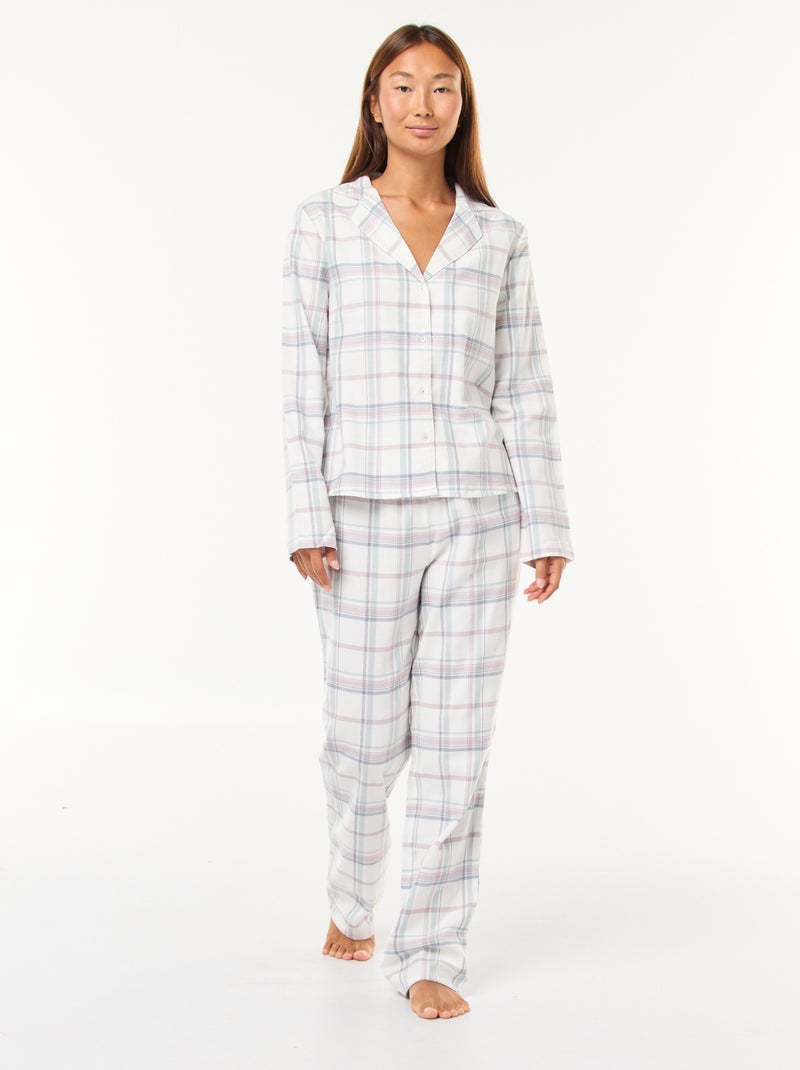 Pijama largo 2 piezas blusa + pantalón - 2 piezas Blanco - Kiabi