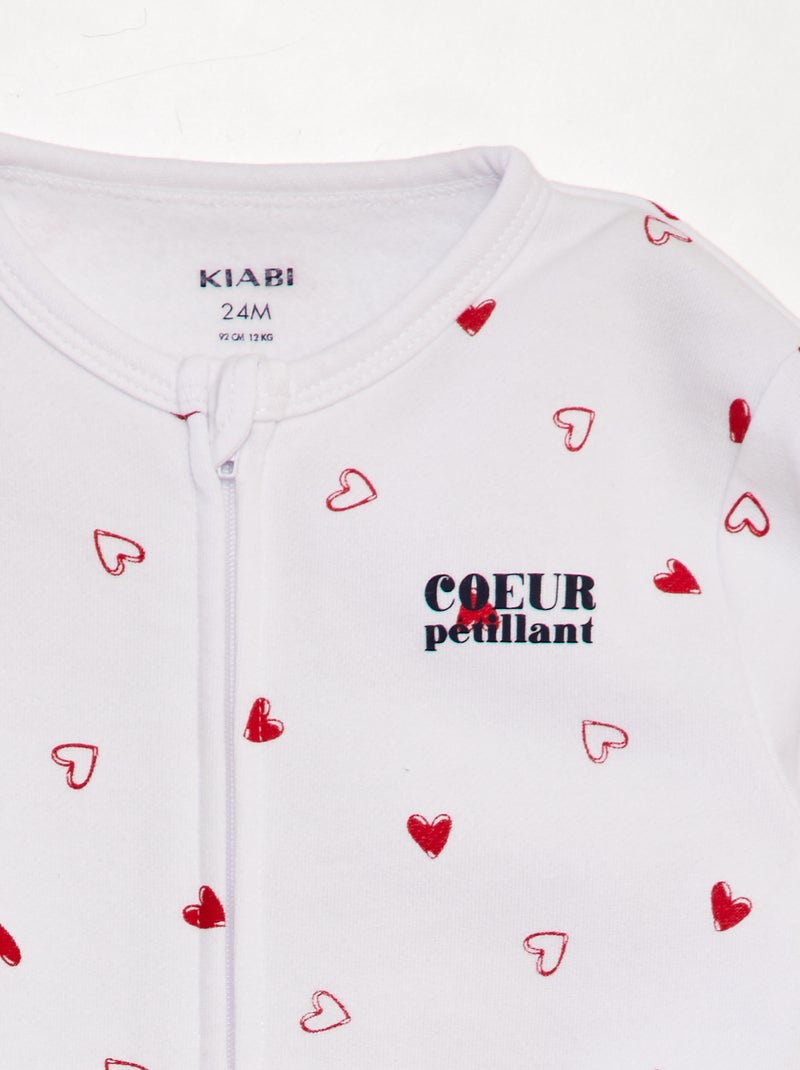Pijama largo abrigado 'Amour' BLANCO - Kiabi
