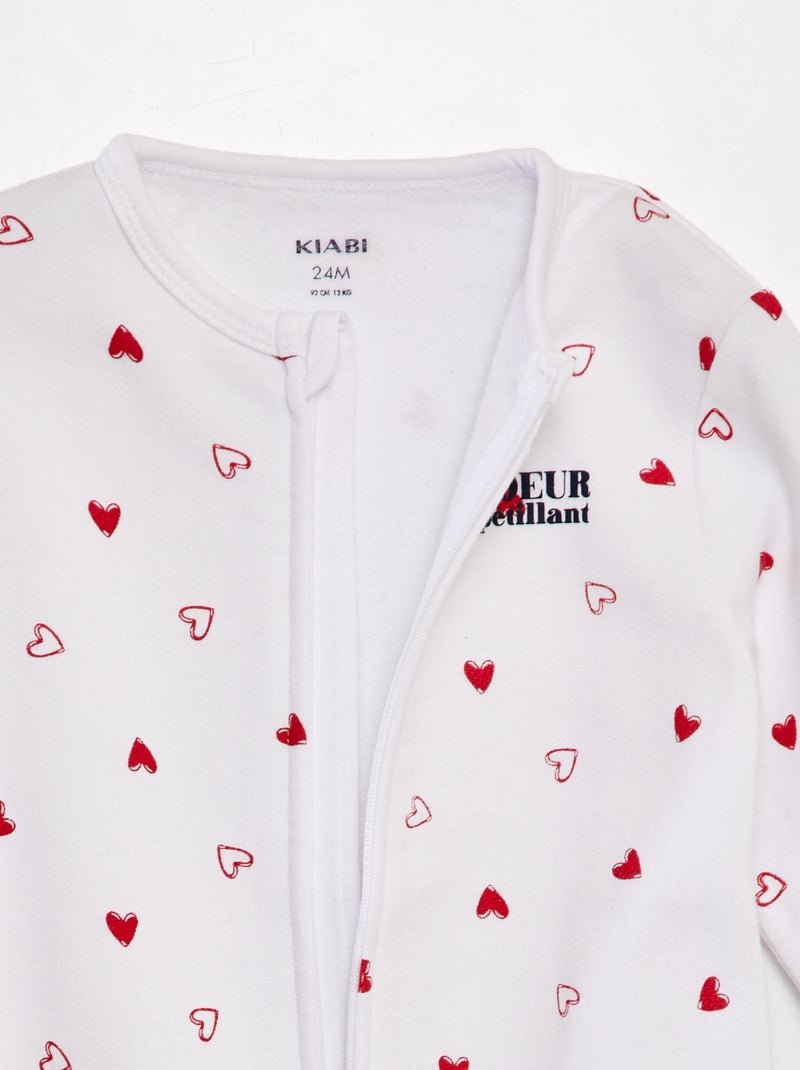 Pijama largo abrigado 'Amour' BLANCO - Kiabi
