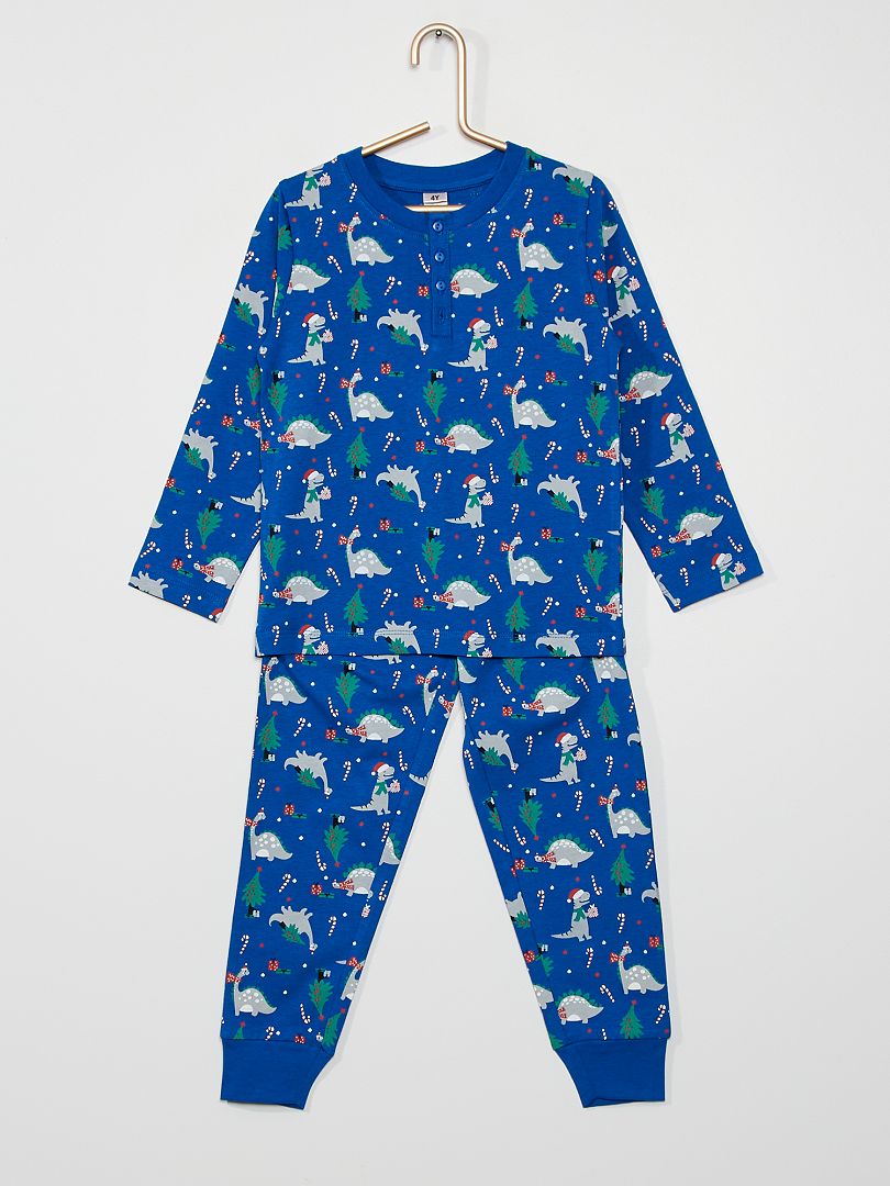 Pijama largo azul estampado - Kiabi