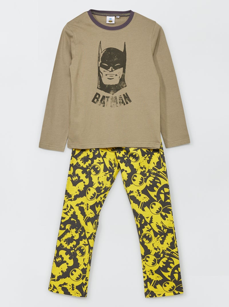Pijama largo 'Batman' - 2 piezas gris/amarillo - Kiabi