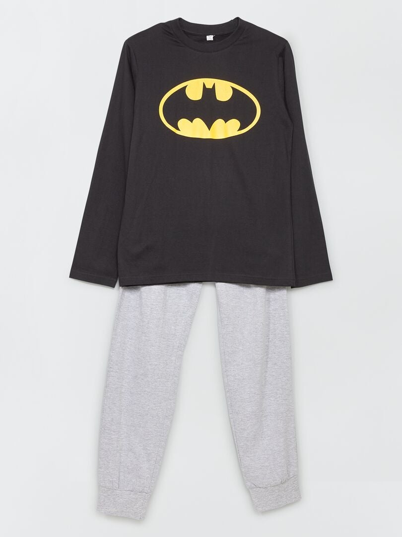 Pijama largo 2 piezas negro/gris - Kiabi -