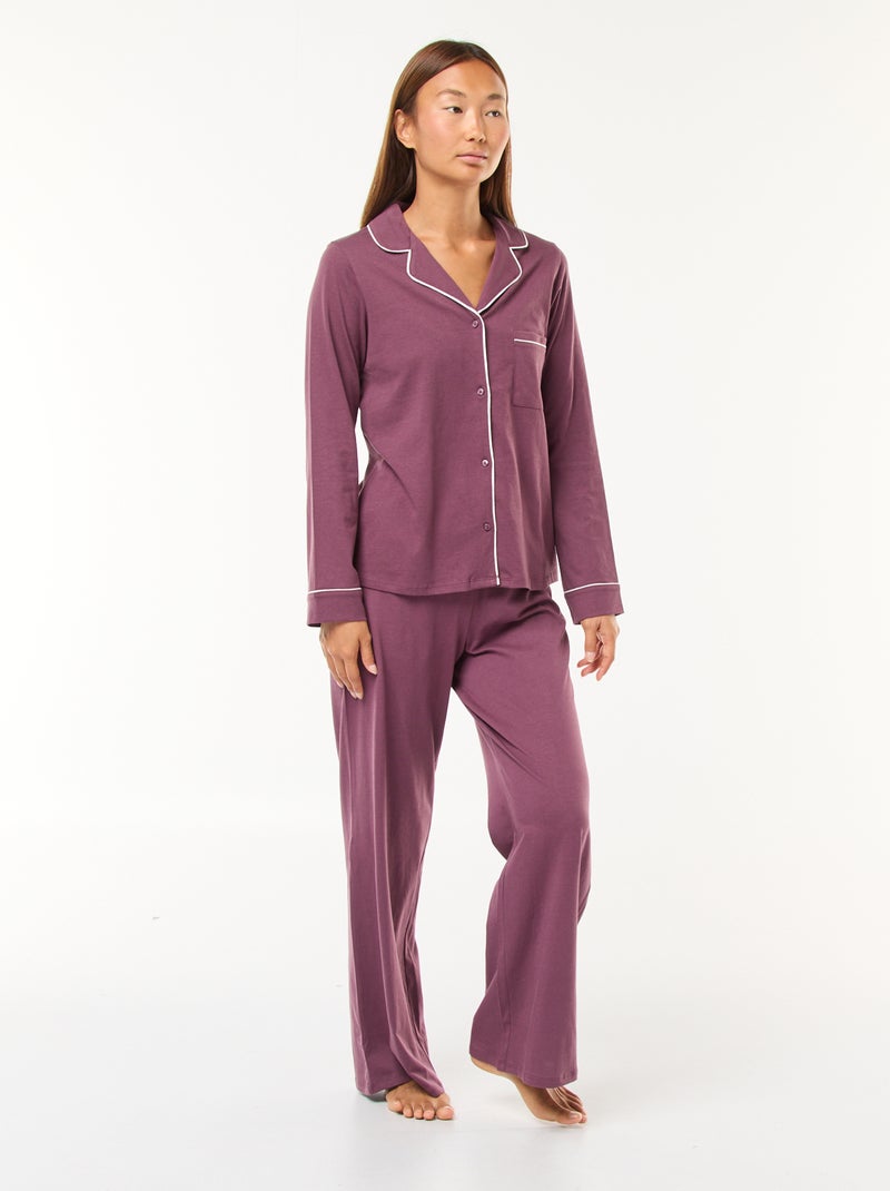 Pijama largo camisa pantalón piezas Rosa Mujer