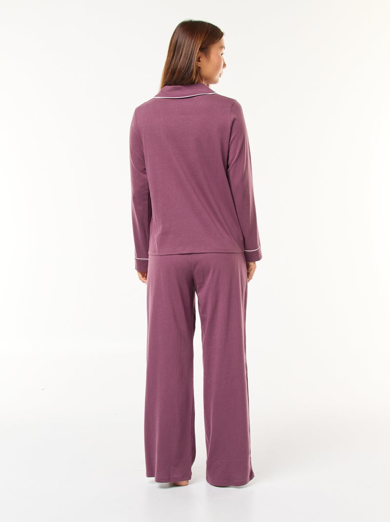 Pijama largo camisa + pantalón - 2 piezas Rosa - Kiabi