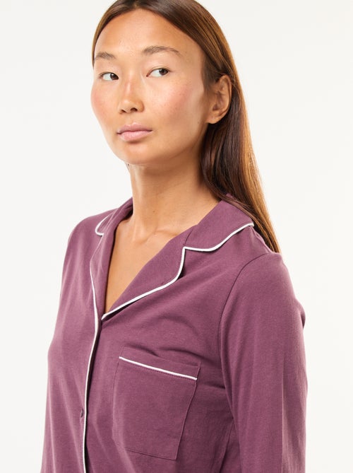 Pijama largo camisa + pantalón - 2 piezas - Kiabi