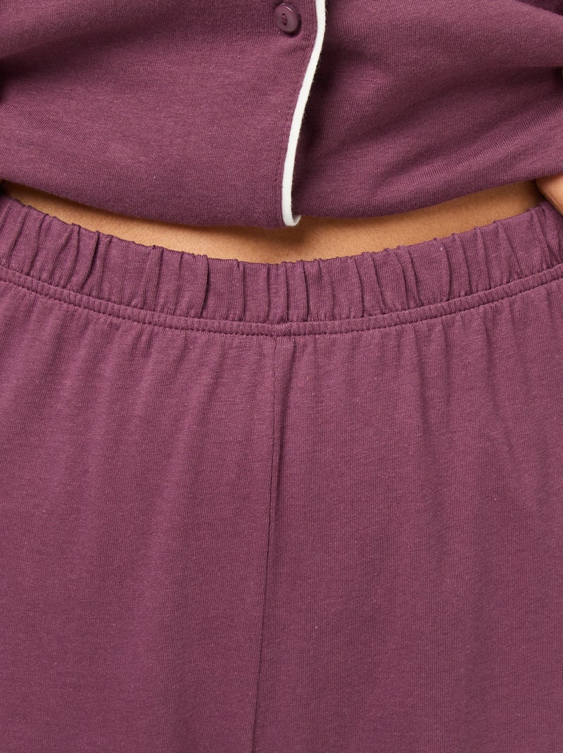 Pijama largo camisa + pantalón - 2 piezas Rosa - Kiabi