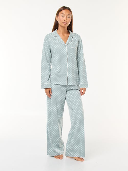 Pijama largo camisa + pantalón - 2 piezas - Kiabi