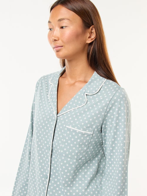 Pijama largo camisa + pantalón - 2 piezas - Kiabi