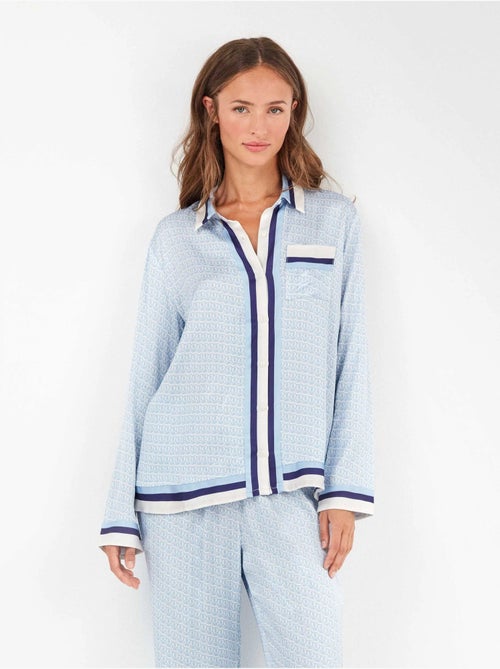 Pijama largo camisero con estampado monogram en satén - Kiabi Pijama largo camisero con estampado monogram en satén - Kiabi