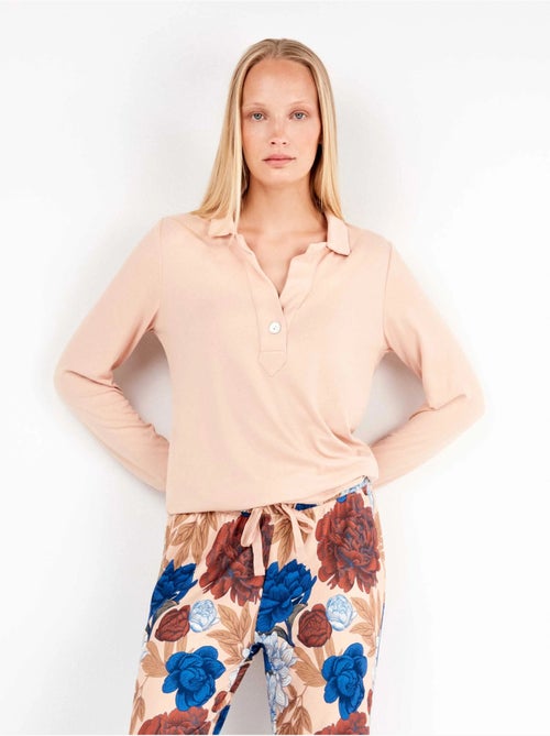 Pijama largo camisero estampado floral en tejido de punto - Kiabi Pijama largo camisero estampado floral en tejido de punto - Kiabi