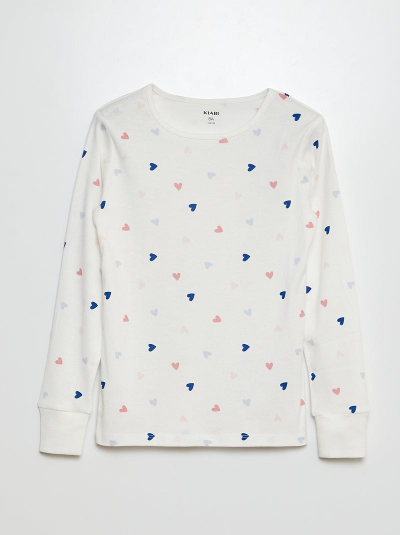 Pijama largo camiseta + pantalón - 2 piezas BLANCO - Kiabi