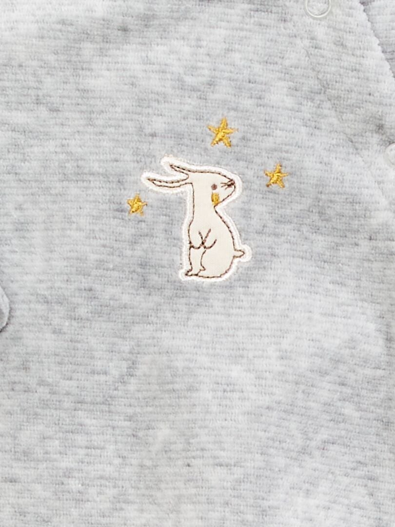 Pijama largo con bordado de 'conejo' GRIS - Kiabi