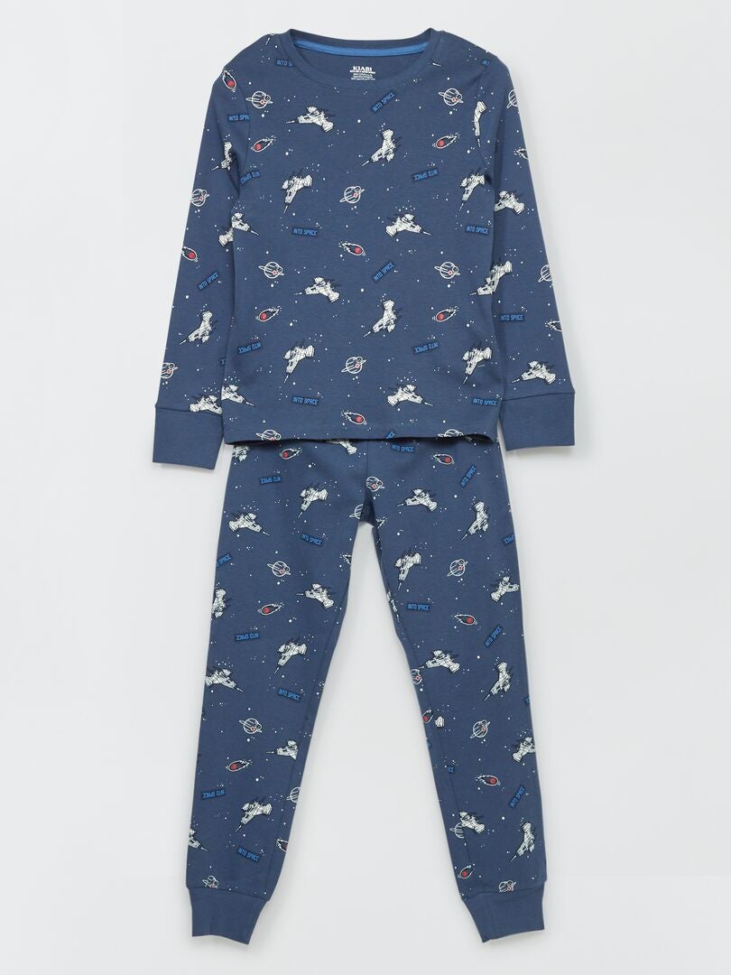 Pijama largo con estampado all over AZUL - Kiabi