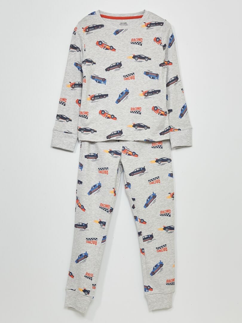 Pijama largo con estampado all over GRIS - Kiabi