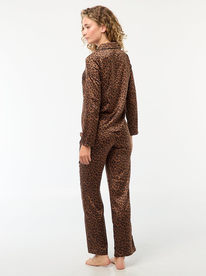 Pijama largo con estampado de leopardo - 2 piezas Beige - Kiabi
