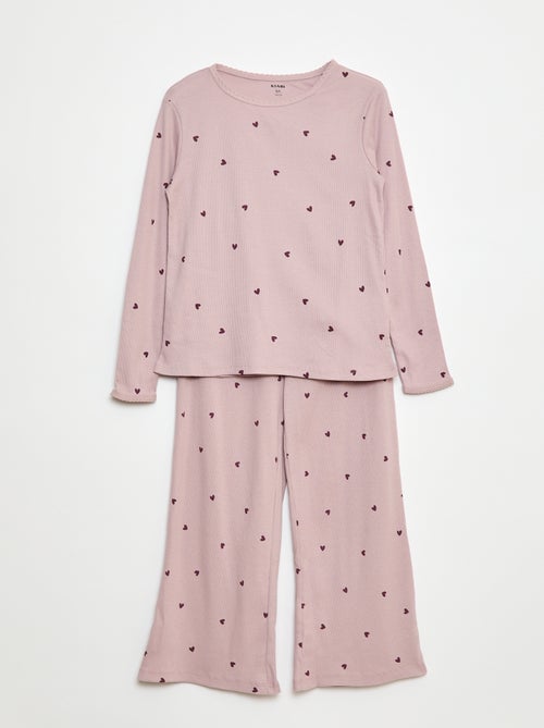 Pijama largo con estampado de rayas - 2 piezas - Kiabi