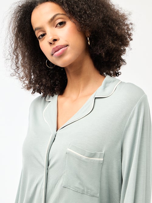 Pijama largo de 2 piezas camisa + pantalón - 2 piezas - Kiabi